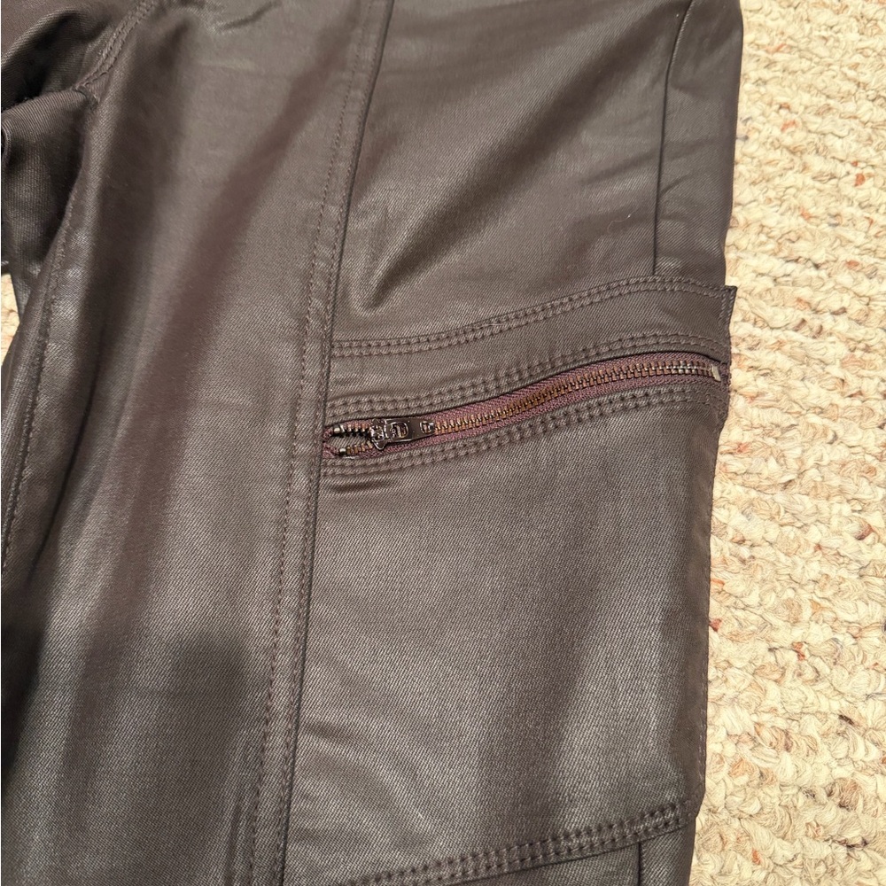 WHBM Women’s Brown Cargo Leather Look Jeans - Picture 4 of 8